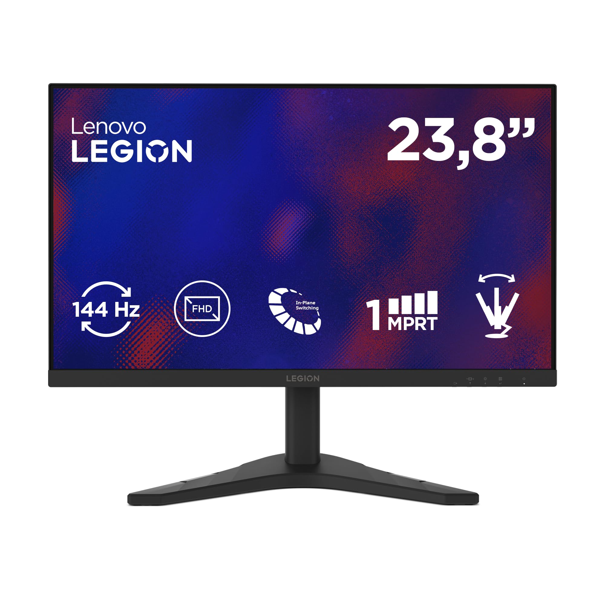 Lenovo Legion R24s - Monitor Gaming FHD 23.8" (IPS, Tasa de Refresco 144 Hz, Tiempo de Respuesta 1ms MPRT, 16:9, HDMI 2.1 + DP 1.2, VESA MediaSync - AMD FreeSync, Soporte Inclinable) - Negro