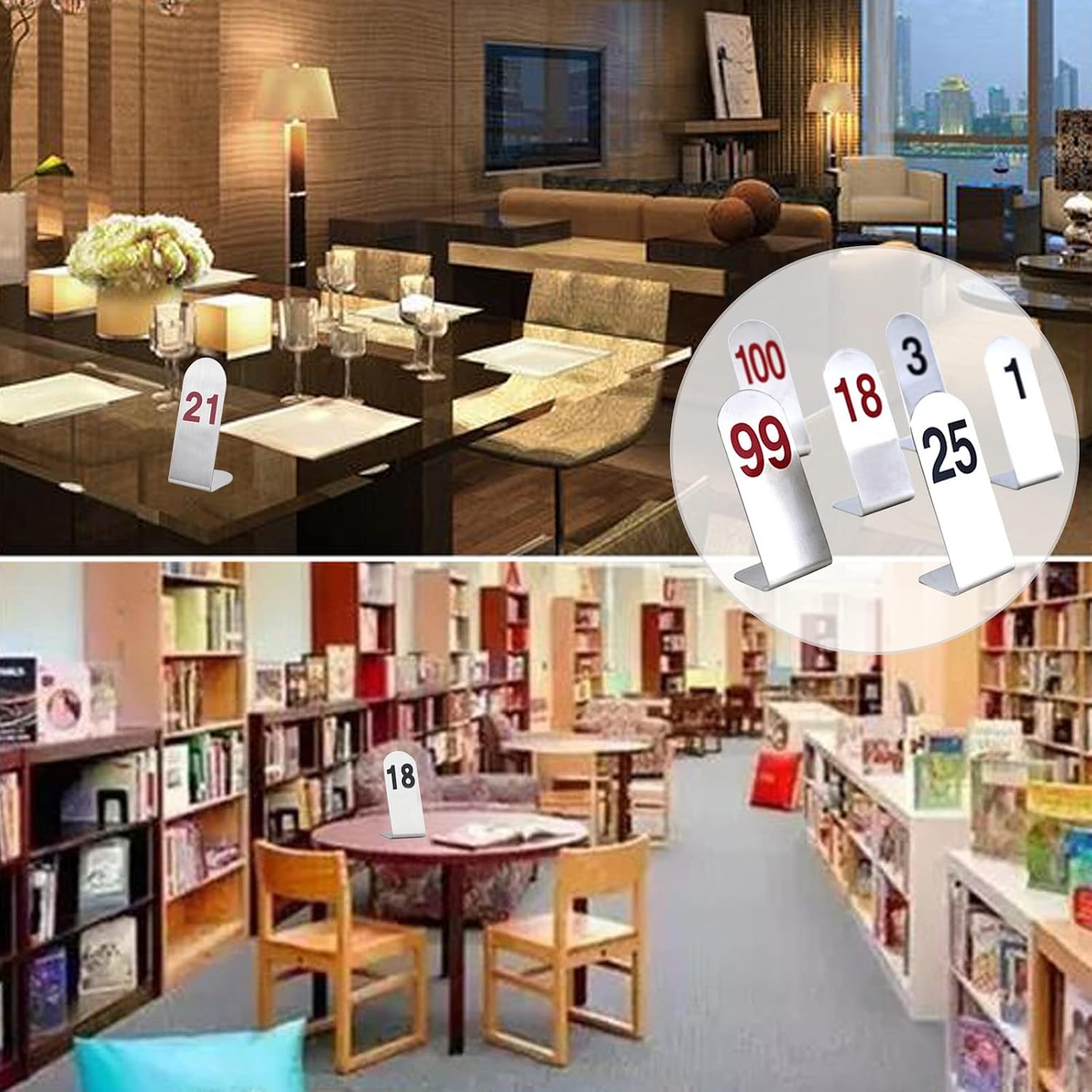 Stainless Steel Standing Restaurant Table Numbers, Stackable Number Cards 13x6x4cm, Space Saving, Not Easily Deformed, Tabletop Number Sign for Parties, Weddings (Color : Red, Size : 1-25(13x6x4cm)
