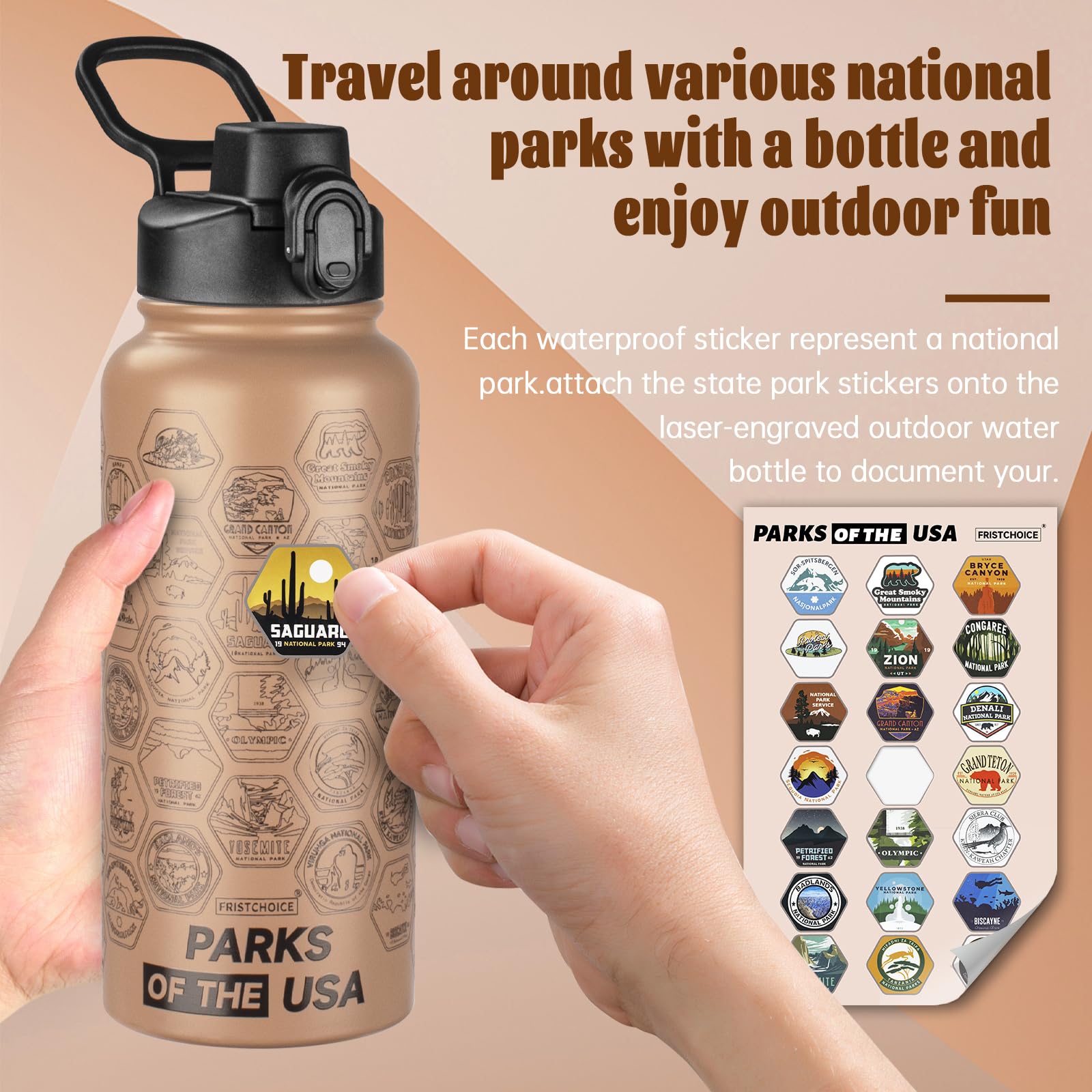 Amazon.co.jp: National Parks ウォーターボトル ステッカーとストロー 