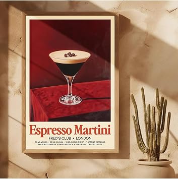512 STORE Modern Estetik Kokteyl  er evesiz Ku e Ka t Poster Martini Negroni Kness Fashioned Dekor Poster 20 X 30 Beyaz, 83252g24g