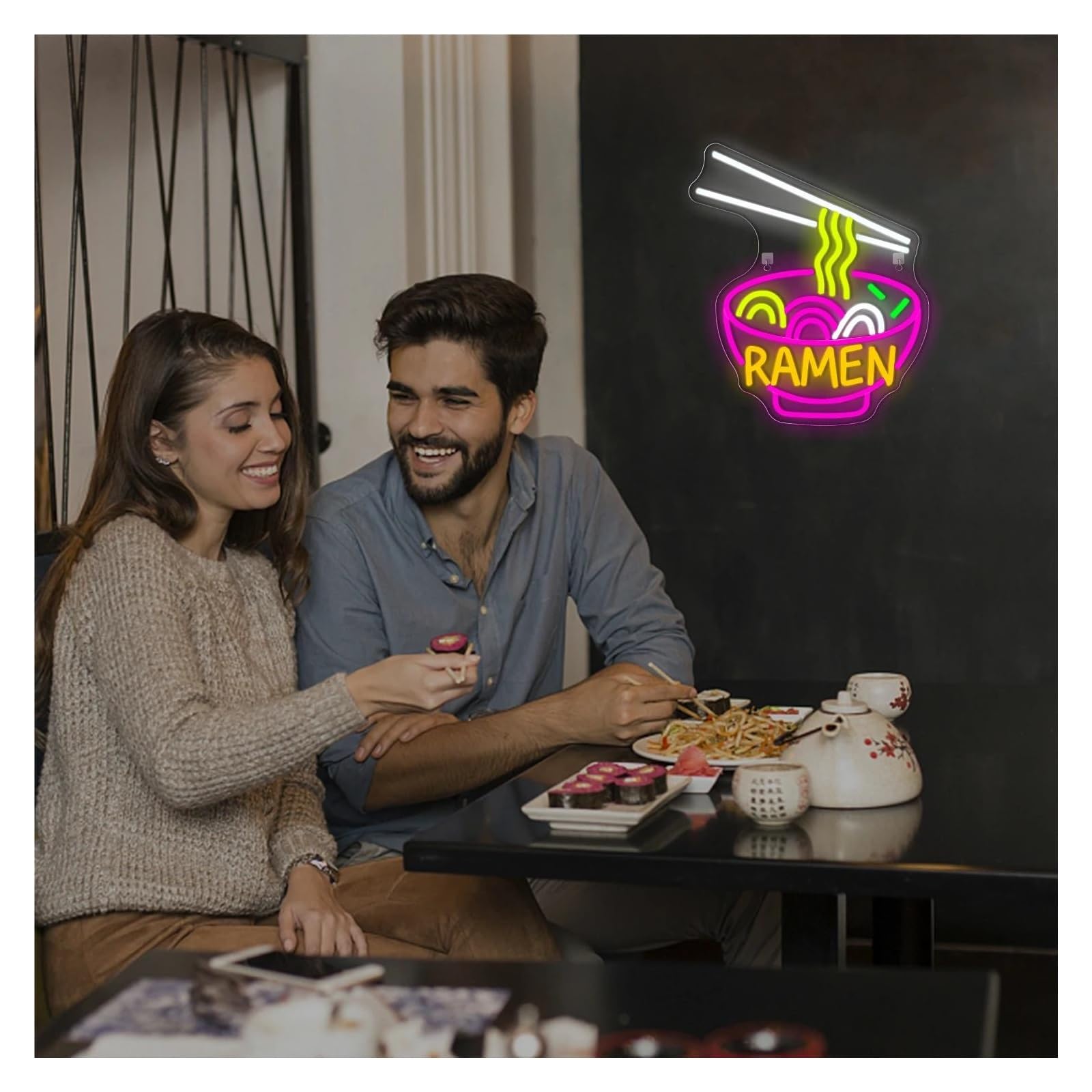Scritta luminosa Insegna Al Neon Ramen A, Decorazione Per Bar Di Noodle Giapponesi, Per Ristoranti Di Ramen E Cucine Domestiche Per Amanti Di Sushi E Noodle 38cmх32cm