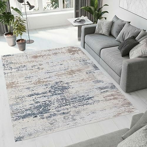 Miniatura 3 de Tapete de entrada oxidado gris azul de 2 x 3 pies, moderno tapete abstracto para puerta delantera, no desprende pelusa y de fácil cuidado, ideal