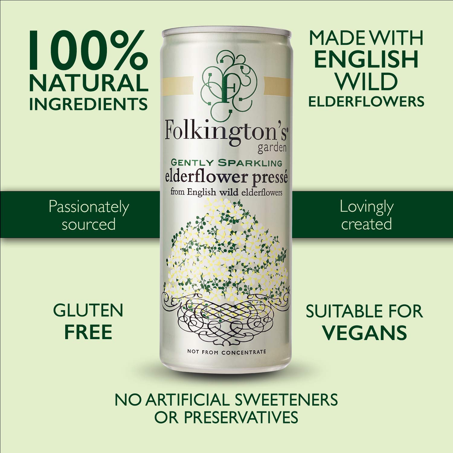 Folkington's - Pressé con fiori di sambuco, 100% naturale, 250 ml, 12 pezzi