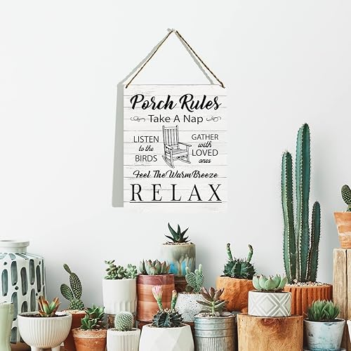 Miniatura 4 de Letrero de madera con reglas de porche, decoración de porche delantero, siente las brisas cálidas, regalo de inauguración de la casa, decoración