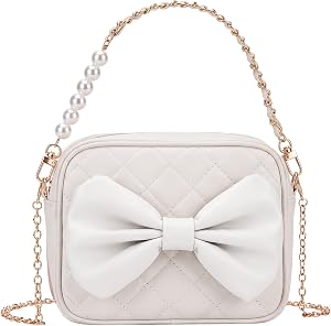 Quilted Crossbody Bags with Bow Design for Women Trendy Small Shoulder Handbag Satchel Camera Bag Cell Phone Purse