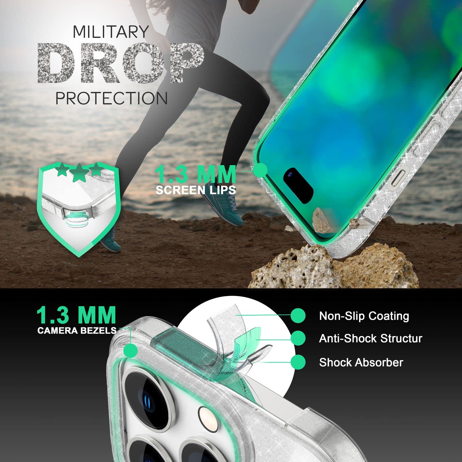 Cellularline Cover iPhone 15 Pro SPARKMAGIPH15PROT Trasparente/Glitter