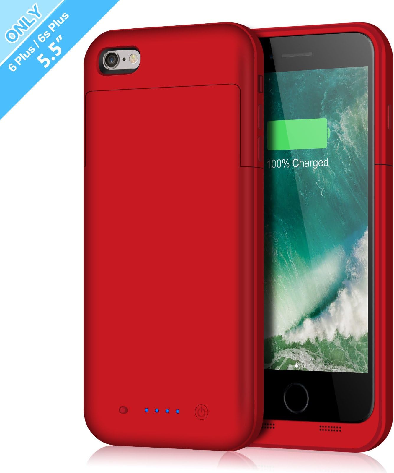 Battery Case for iPhone 6s Plus/ 6 Plus 6800mAh, Rechargeable Extended Charging Case for iPhone 6Plus Battery Pack Apple 6s Plus Portable Power Bank [5.5 inch] (Red-6800mah)