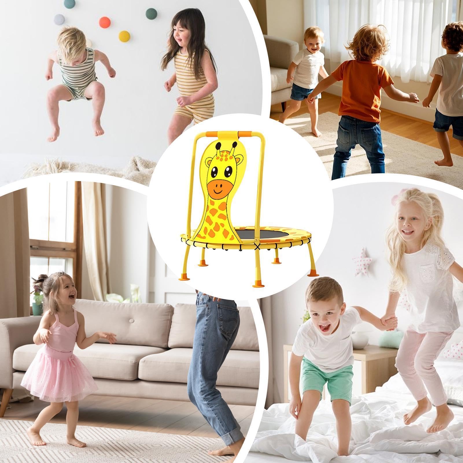 Kindertrampolin – 39 Zoll Safe Fitness Rebounder | Stahl Active Jumping Toy – 5050 g verzinkter Rahmen mit langlebigem PP Cloth, perfekt für 1-6 Jahre alte Mädchen Enjoying Backyard Training.
