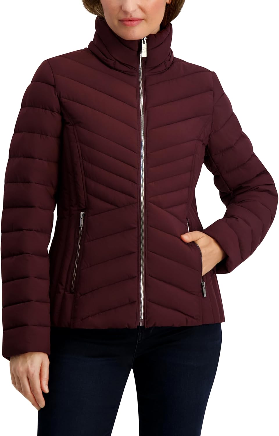 Nautica Women's Stretch Puffer Jacket –detachable Faux Fur Hood Midweight Water-resistant Coat - Image 2