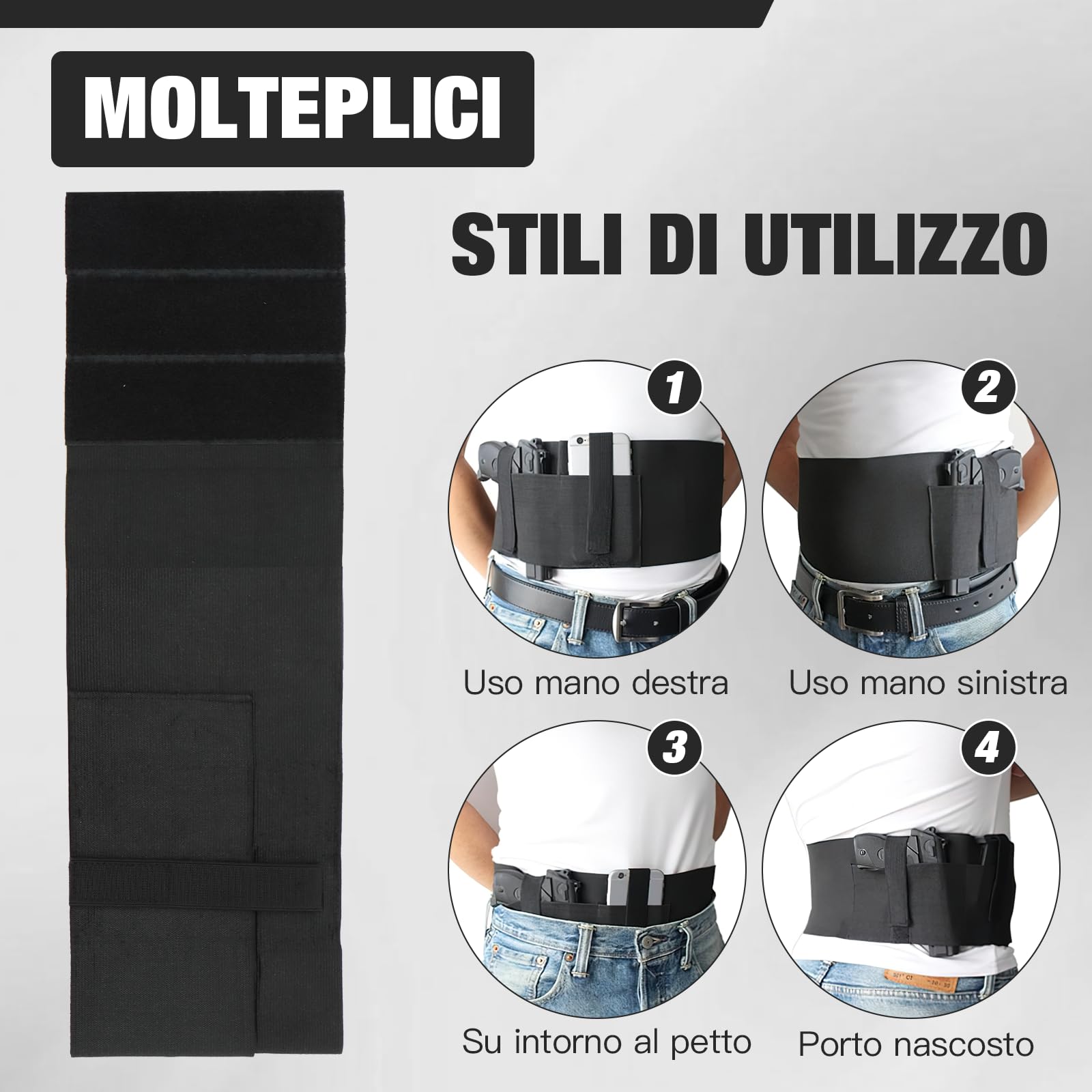 Elastica Fondina Fascia Addominale in Neoprene, Porta Pistola Nascosta con Tasca, Multiuso Mini Borsa da Bucato
