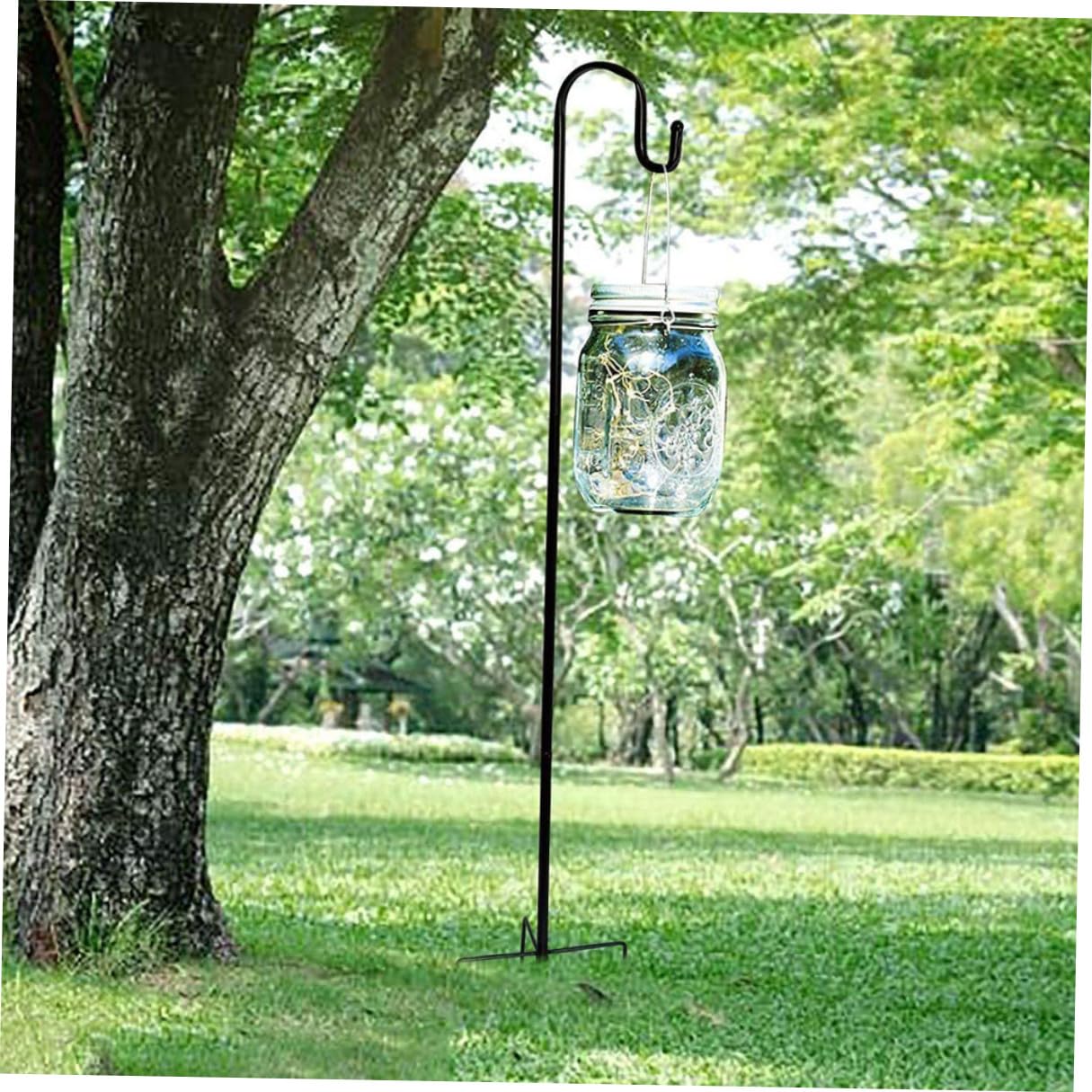 3 Stück Robuste Schwarze Eisen Gartenhaken 96cm Hoch für Blumenampeln und Vogelfutterspender im Außenbereich Einfacher Aufbau und Stabile Struktur für Garten und Hof