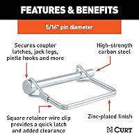 Vista 3 de CURT 25010 Pasador de acoplador de remolque, 5/16 pulgadas de diámetro x 3 pulgadas de largo