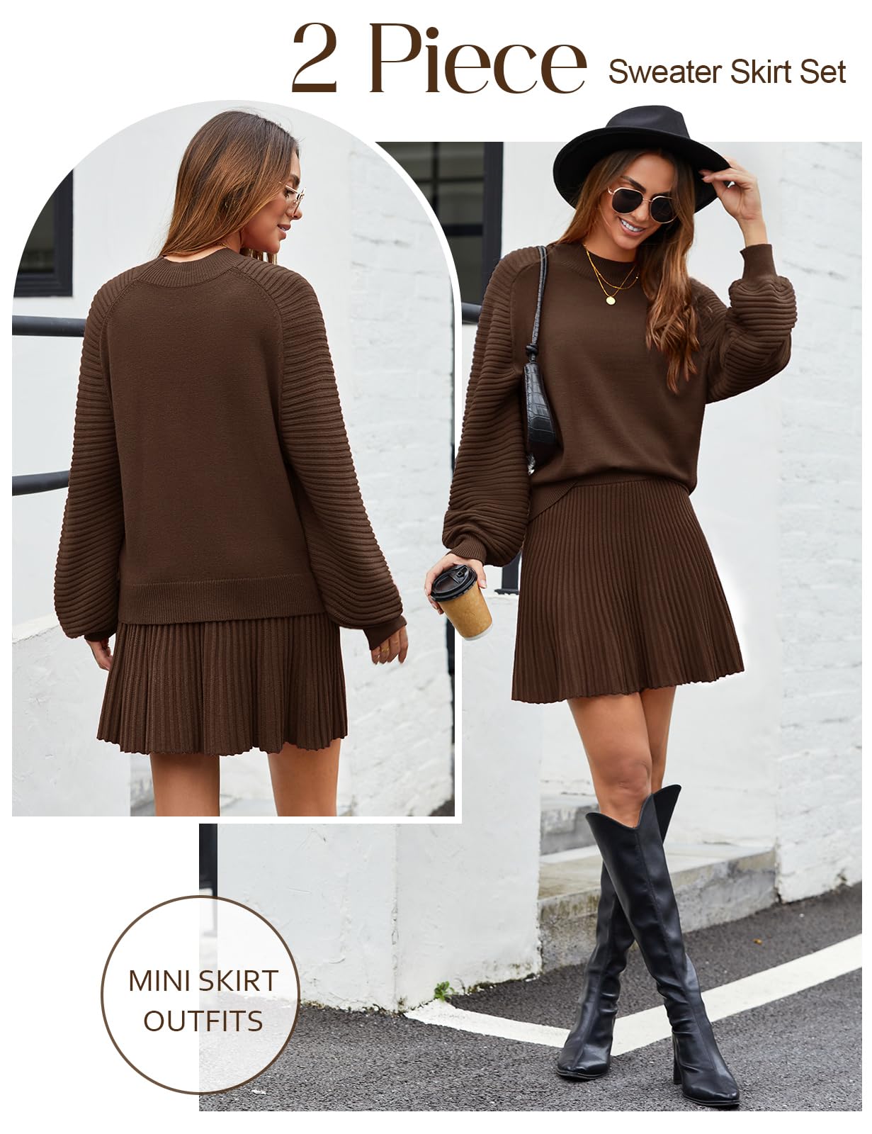 Ensemble Femme Tricot Haut et Minirock Détente