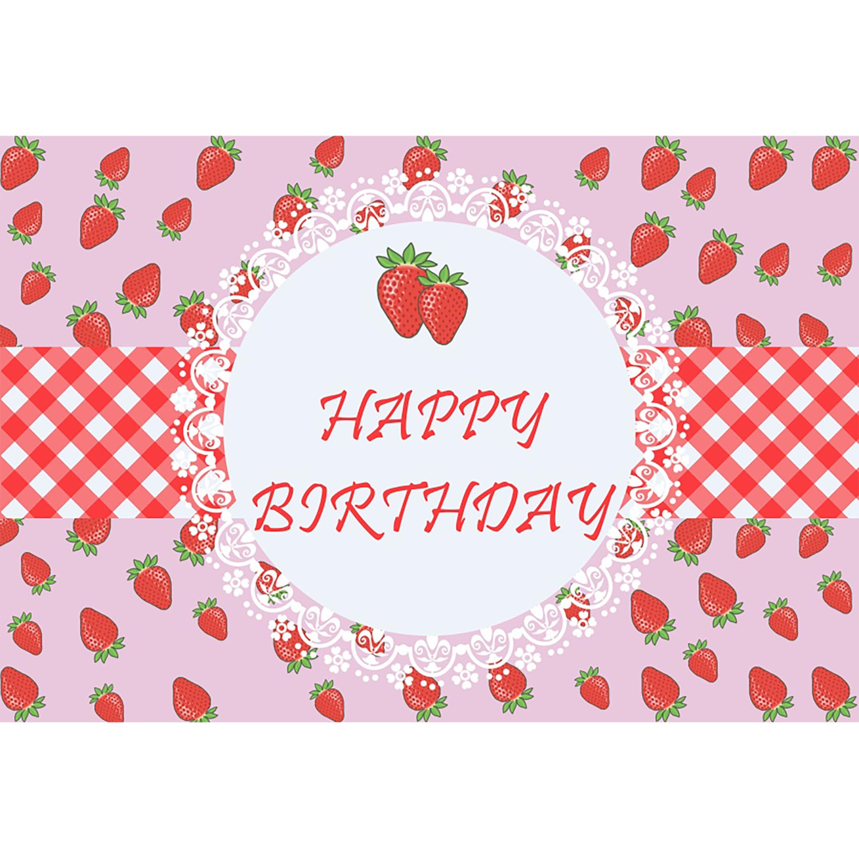 Baocicco 10x8ft Strawberry Happy Birthday Backdrop Photography Background Pink Red Strawberry Stripes Grids Lace Little Princess Girls Little Lady