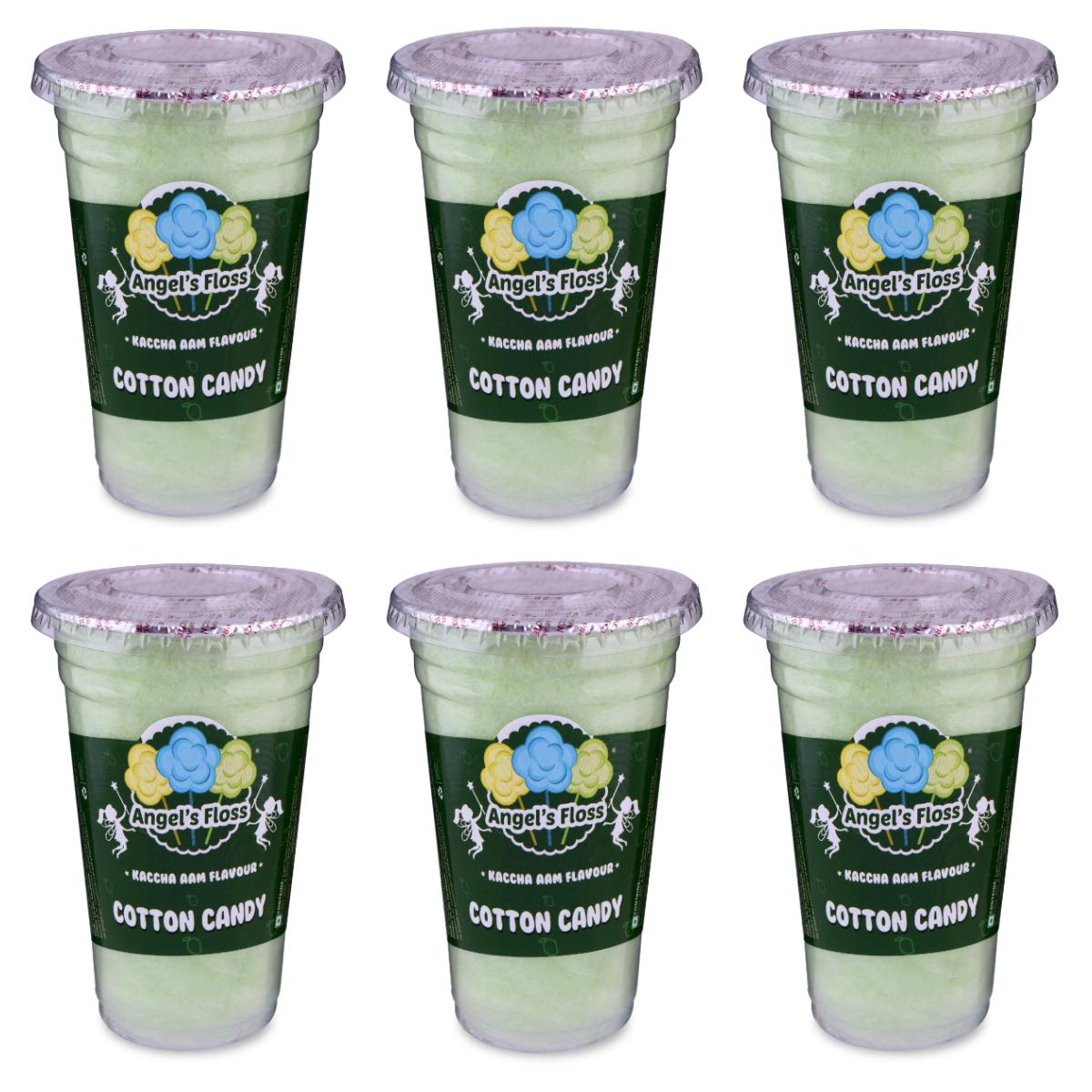 Angels Floss Cotton Candy's/Candy Floss/Buddhi Ke Baal - Kaccha Aam Flavour - 30 Gms Each - Pack of 6 Units