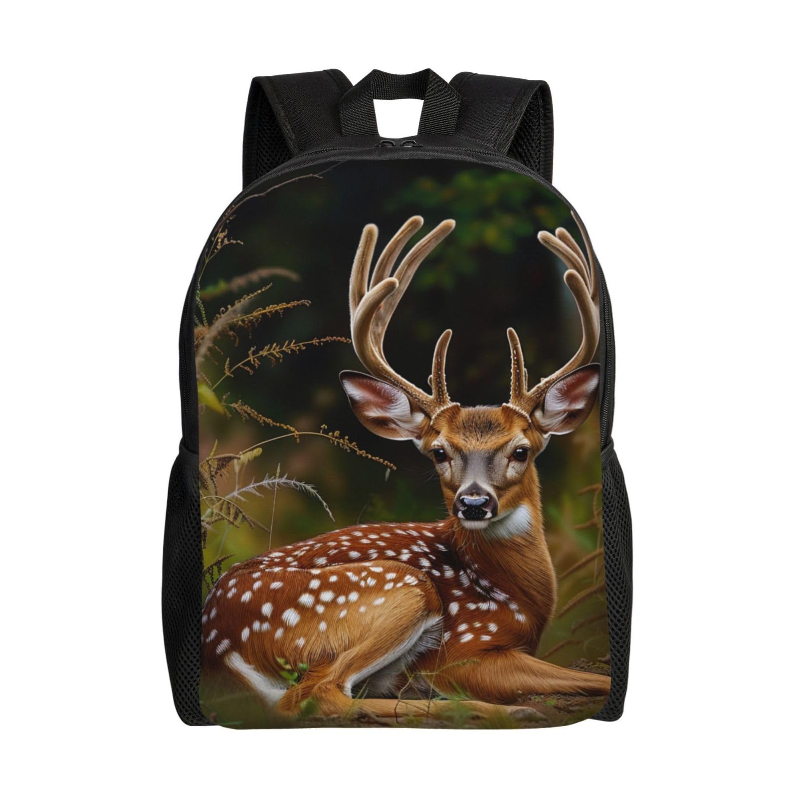 Bnvsadc Unisex Whitetail Deer Fawn In Wilderness Stag Printed Laptop Backpack For Men Women, 15-Inch Travel Business Laptop Backpack Bag Casual Daypack For Travel School Work