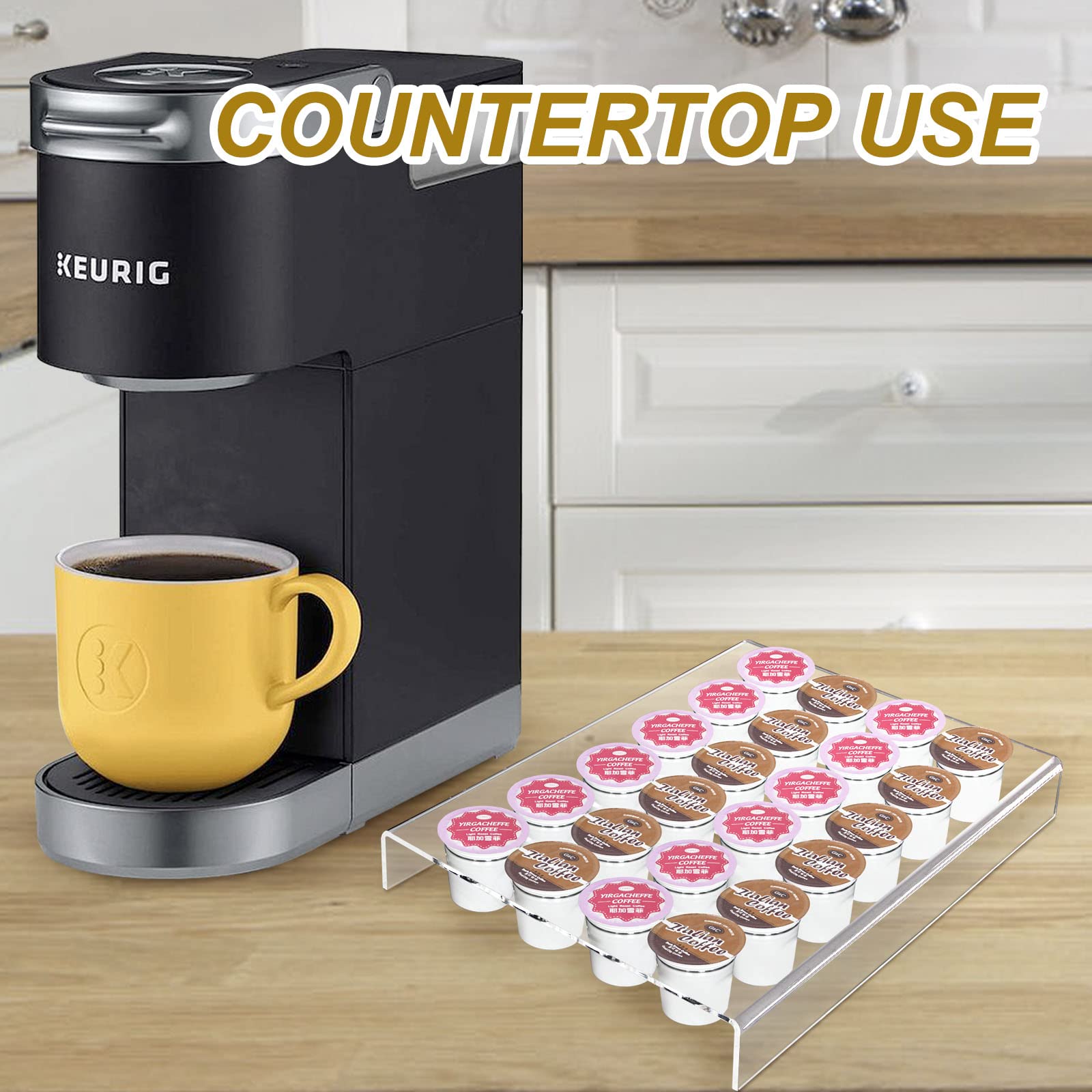 K Cup - Porta cialde per 24 cialde, trasparente Arcylic K Cup organizer per cassetti o ripiani in ufficio e cucina