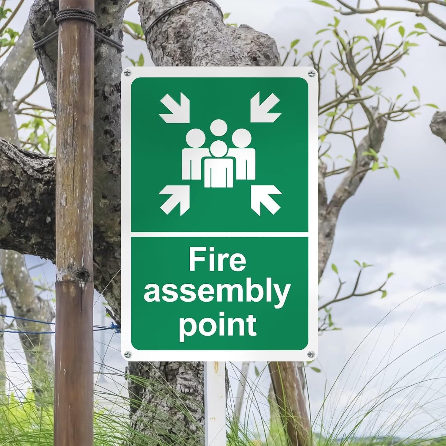 Lot de 2 panneaux de point de montage incendie, en plastique rigide, 60 x