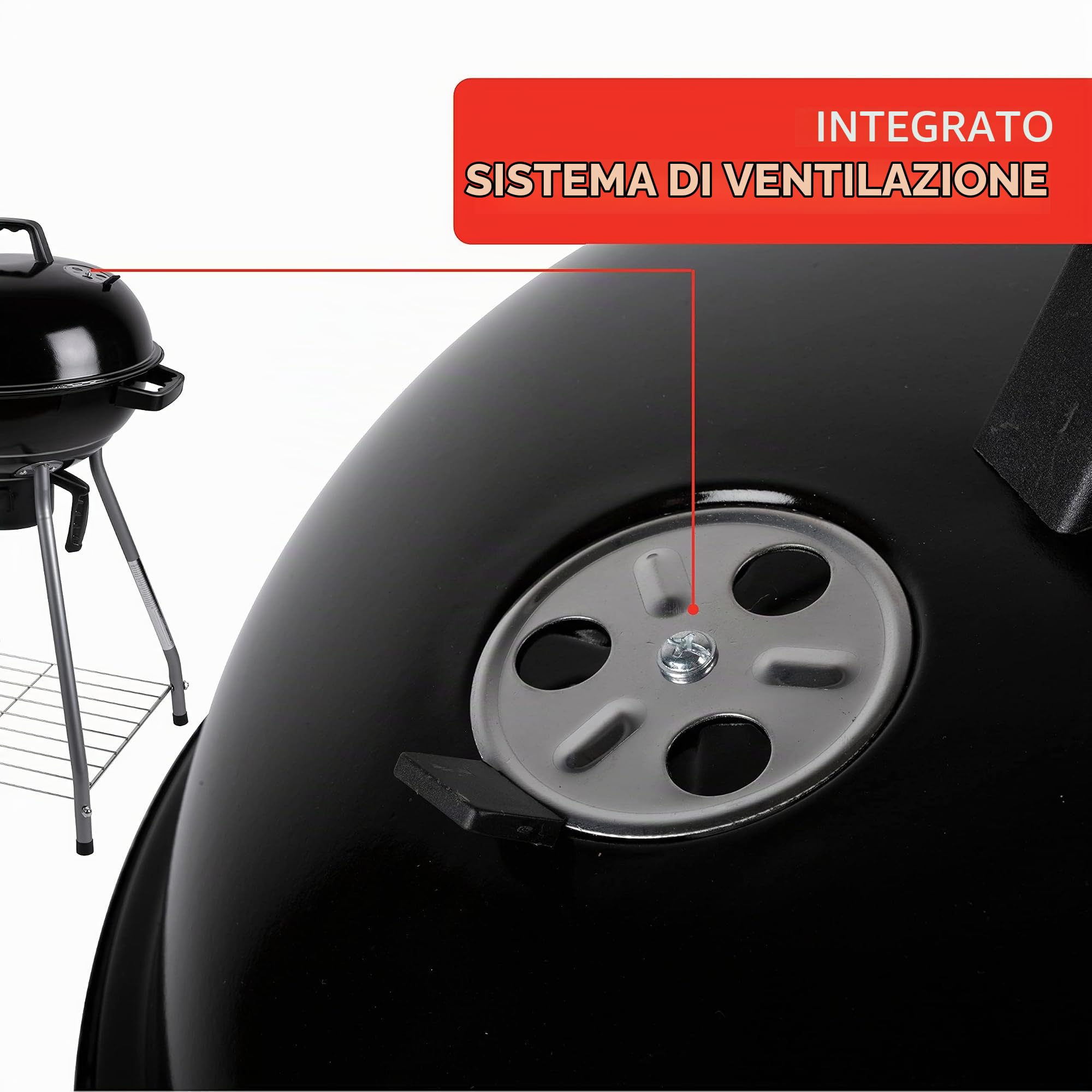 BBQ Collection Barbecue a Carbone - Barbecue a Sfera - BBQ - con Coperchio - Ø 45 cm - Nero
