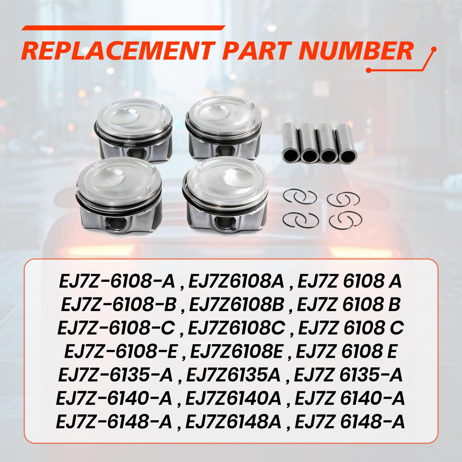 ZDKK 4pcs Piston & Rings Kit For 2017 Focus 2016-2018, Mustang 2015-2018, MKC 2015-2019, Replace OE EJ7Z6108A,EJ7Z6108B,EJ7Z6108C,EJ7Z6108E,EJ7Z6135A - View #7