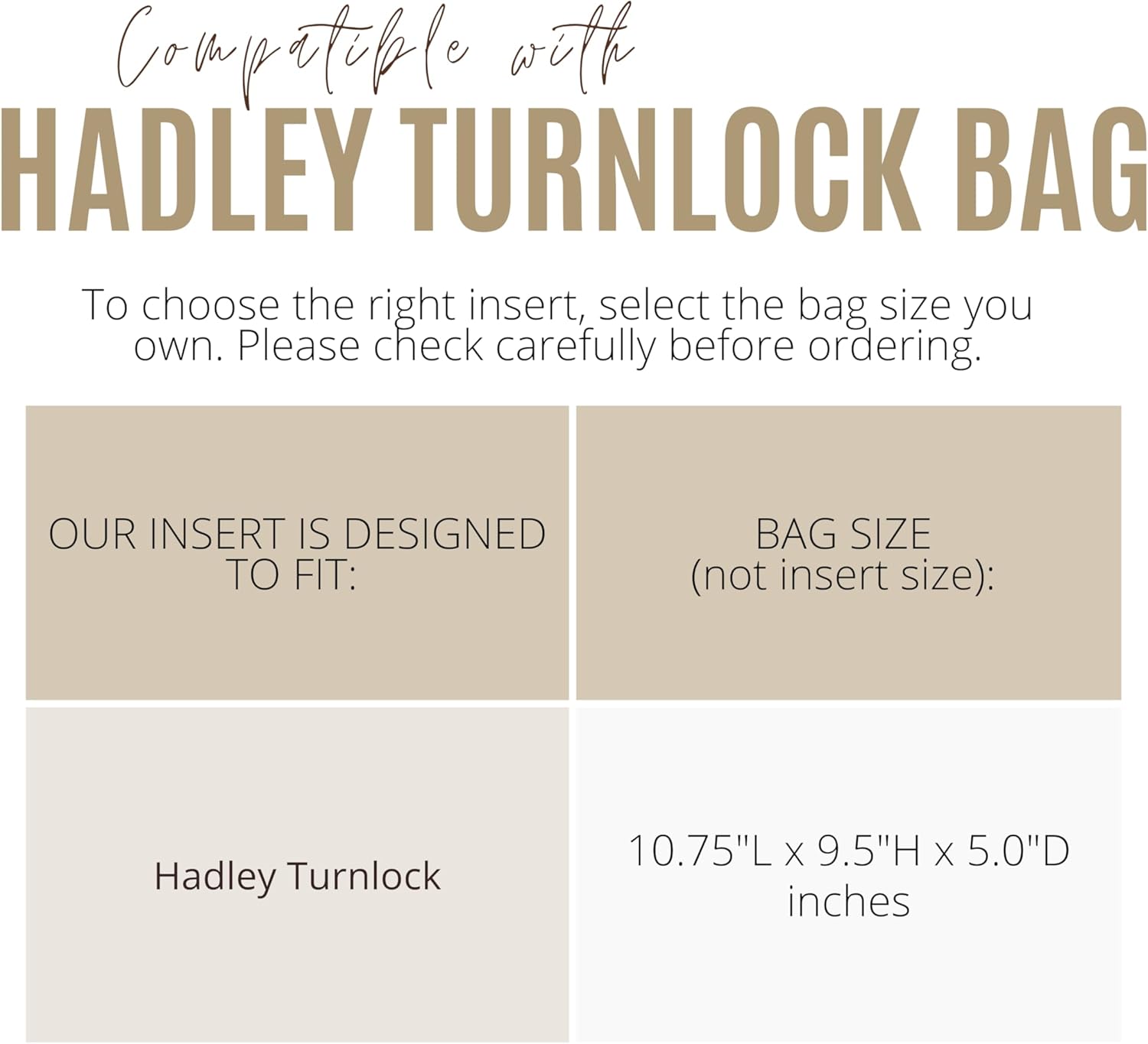 Divitize Premium Purse Organizer compatible with Coach Hadley Turnlock Bag Insert — Handmade Perfect Fit, Durable Quality Felt, Full Coverage No Bulk, 24+ Shades (Sienna, for Hadley Turnlock)
