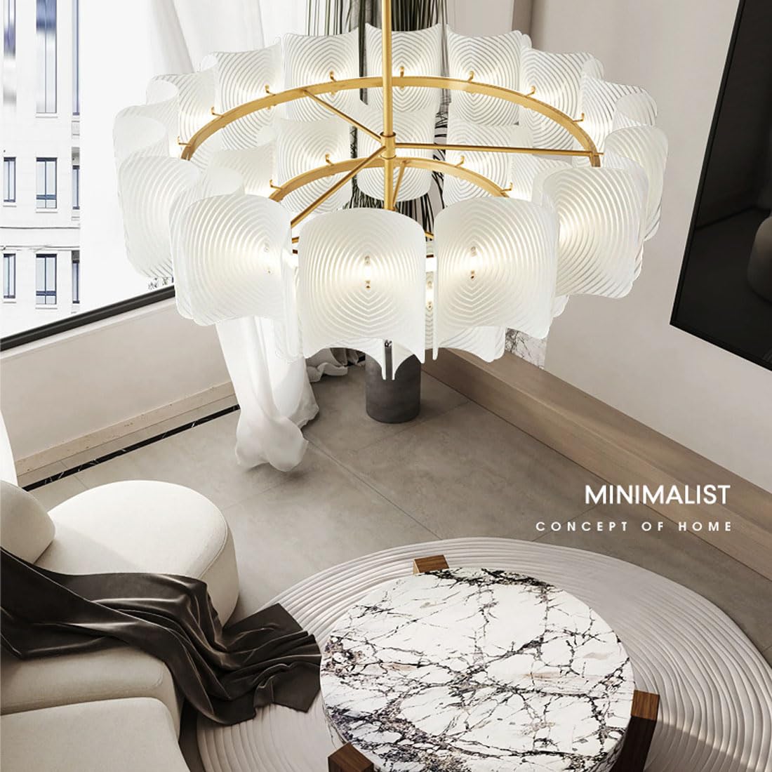 Lámpara de araña LED Estilo WABI-sabi para Sala de Estar, lámpara Decorativa de Lujo de Cobre Macizo para Dormitorio y Estudio, Individual, 40 cm.