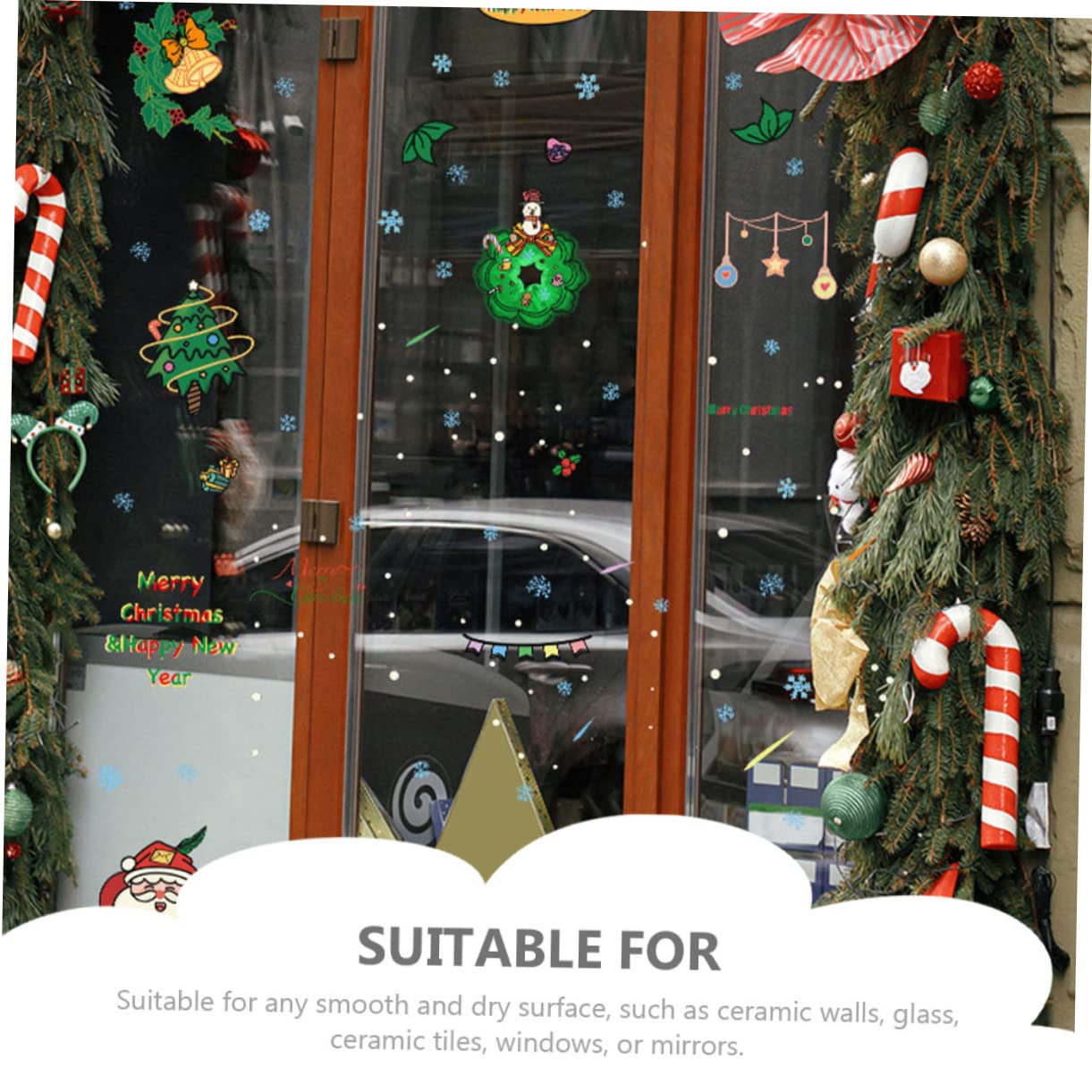 OSALADI 24pezzi Vetrofanie Natalizie Adesivi Murali Cartoon Per Decorazioni Festive Su Finestre e Vetrine Impermeabili e Rimovibili Per Natale e Casa