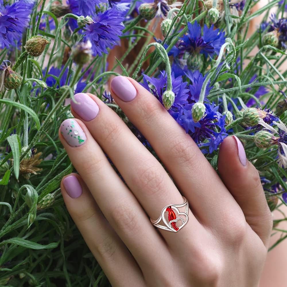 Cardinal Ring Red Cardinal Rings for Women Cardinal Appear When Angels Are Near Memorial Gifts Sympathy for Loss of Loved One Bird Jewelry Size 7-9
