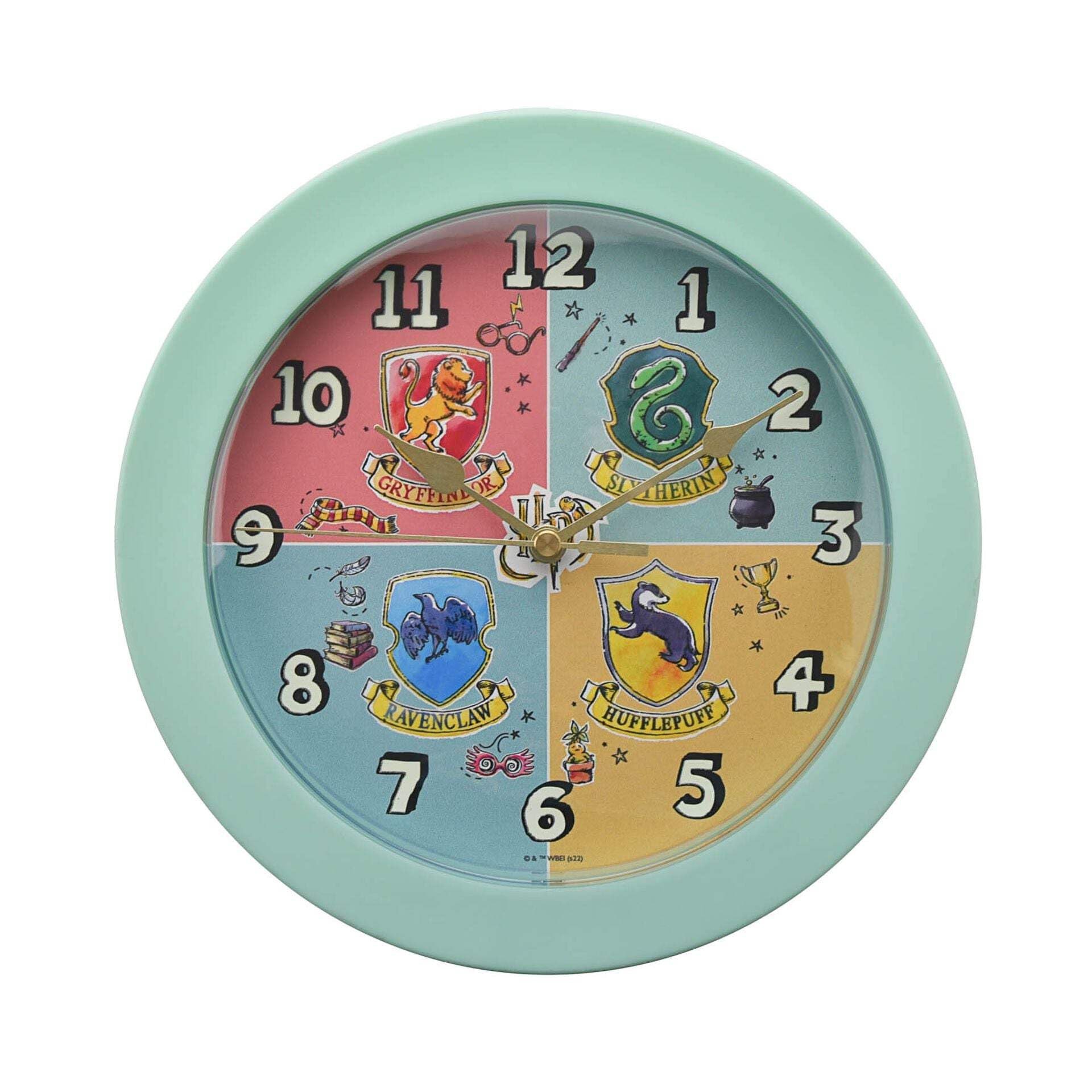 Harry Potter Hogwarts Crest Wall Clock 23cms, Turquoise