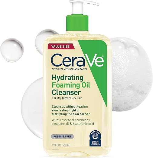 CeraVe Hydrating Foaming Oil Facial Cleanser with Hyaluronic Acid, 19oz