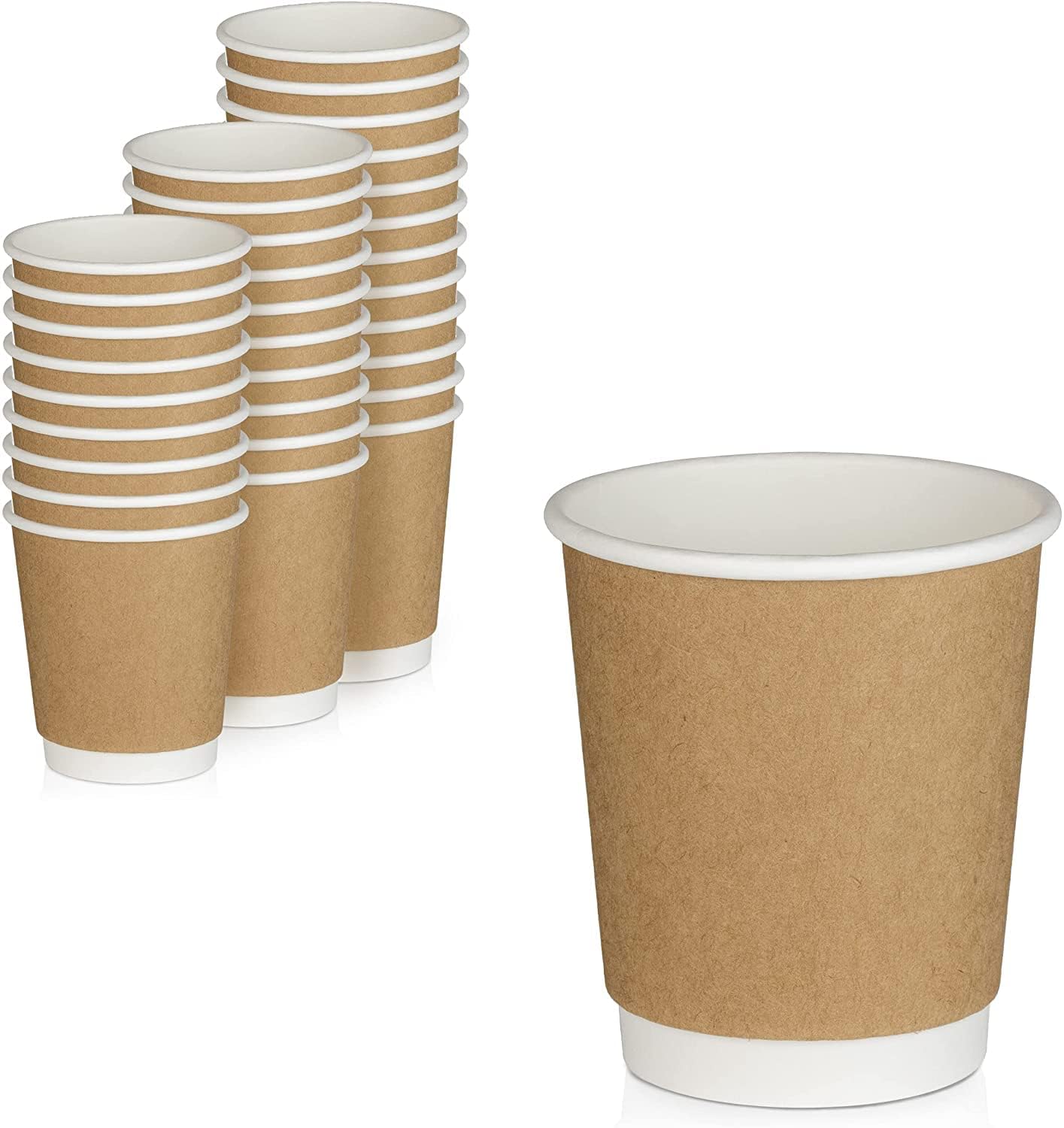 Khaana Packaging Disposable Double Wall Paper Cup, 8 oz 260 ML - Set of 25 Paper Cups - Eco-Friendly Hot & Cold Cups, Biodegradable, Perfect for Parties, Events & Everyday Use - Paper Cups Disposable 2