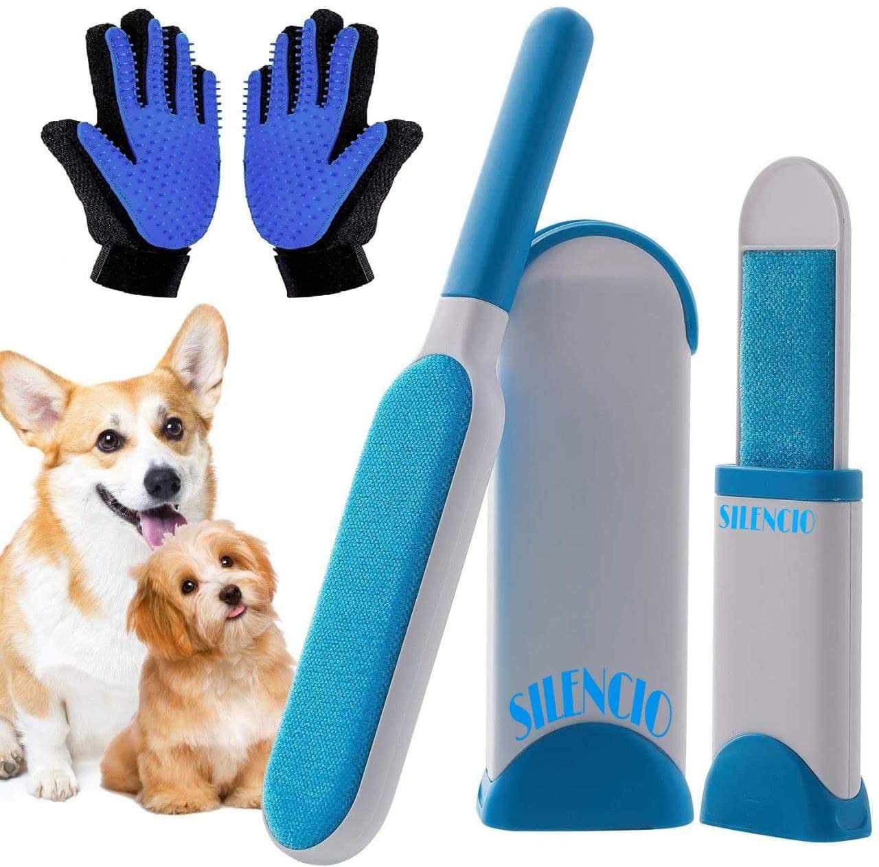 SILENCIO Pet and Cat Hair Removal Brush with Self-Cleaning Base & Grooming Glove Brush, Resuable Double Sided Absorb Efficient Animal Fur Removal Set for Clothing, Furniture, Couch, Carpet, Car Seat (B09TBLX4JS) Amazon Price History, Amazon Price Tracker