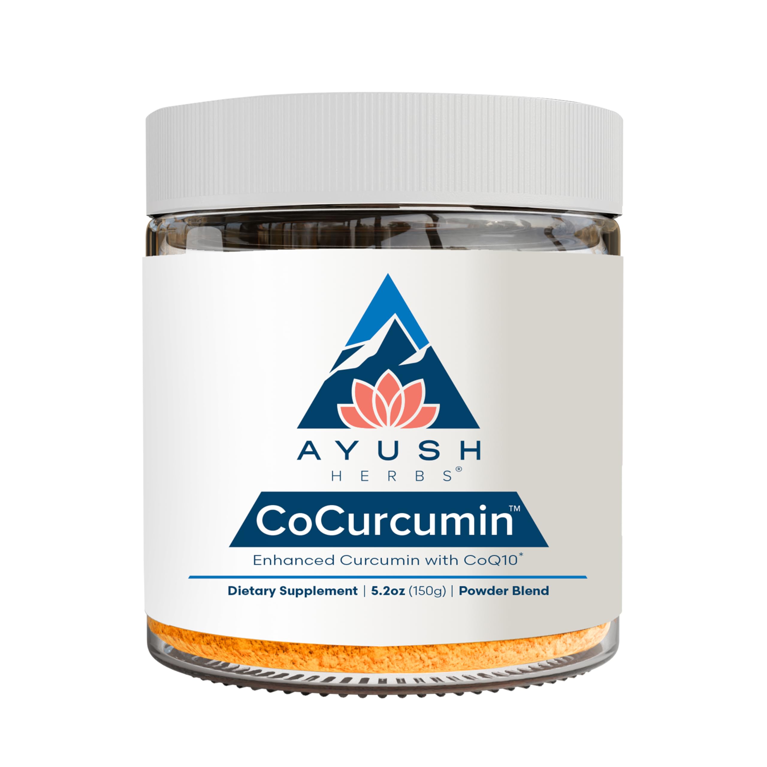 Ayush Herbs CoCurcumin - Turmeric Powder, Curcumin Powder with Black Pepper, CoQ10, MCT Oil for Glowing Skin, Joint, Muscle, and Gut Health - 4.2 Oz Jar (30 Servings)