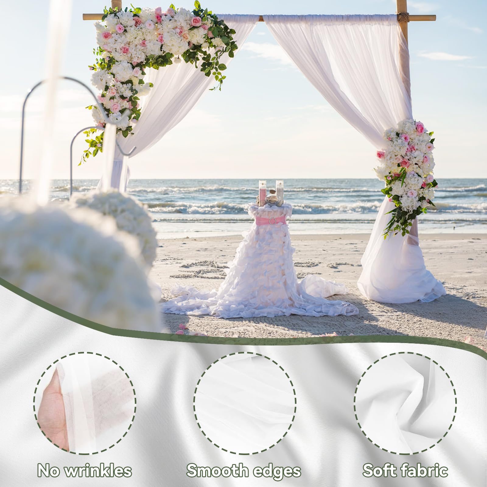 Bruiloft boog gordijn wit pelmet transparante tule bruiloft achtergrond gordijn achtergrond gordijnen bruiloft boog gordijnen decoratie voor fotografie feest bruiloft boog ceremonie, 600 x 75 cm