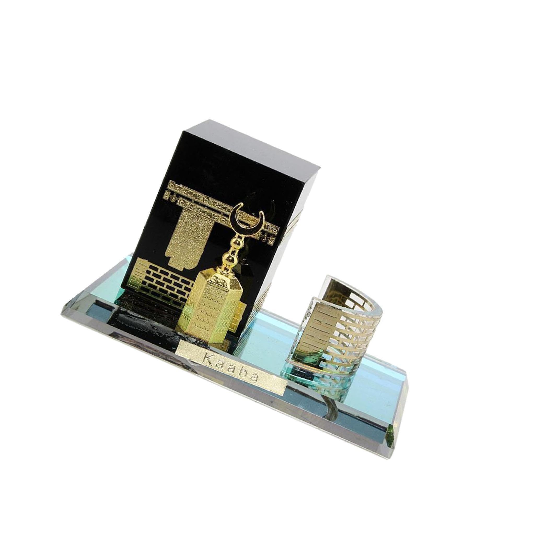 Zambuph Stunning Islamic Crystal Gilded Kaaba Miniature Model Showpiece Authentic Muslim Architecture Decor Decoration