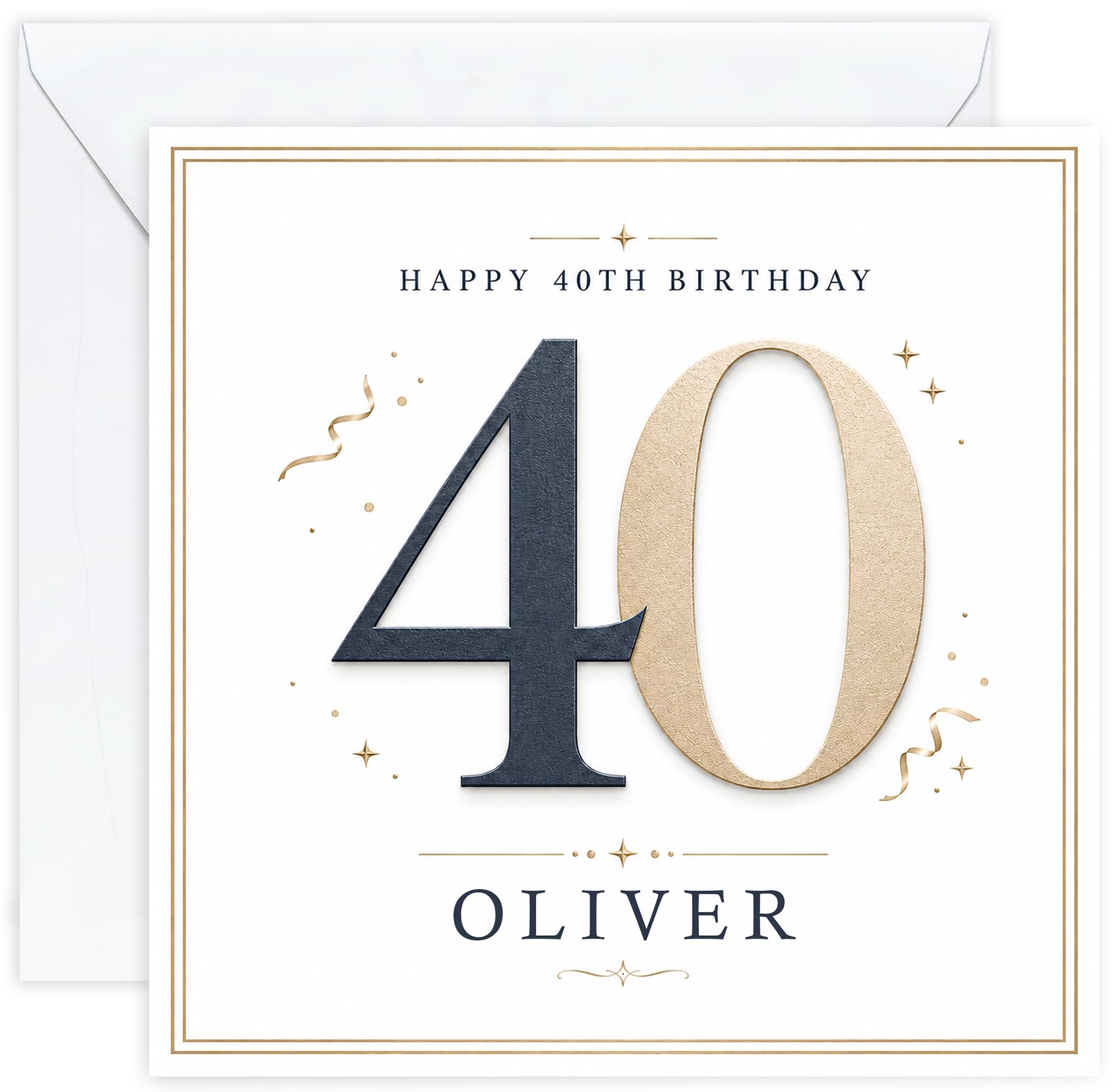 Personalised 40th Birthday Card for Men with Name | Fortieth Birthday Card for Him | 40 Year Old Birthday Card | Husband Dad Son Brother Friend (Design 03)