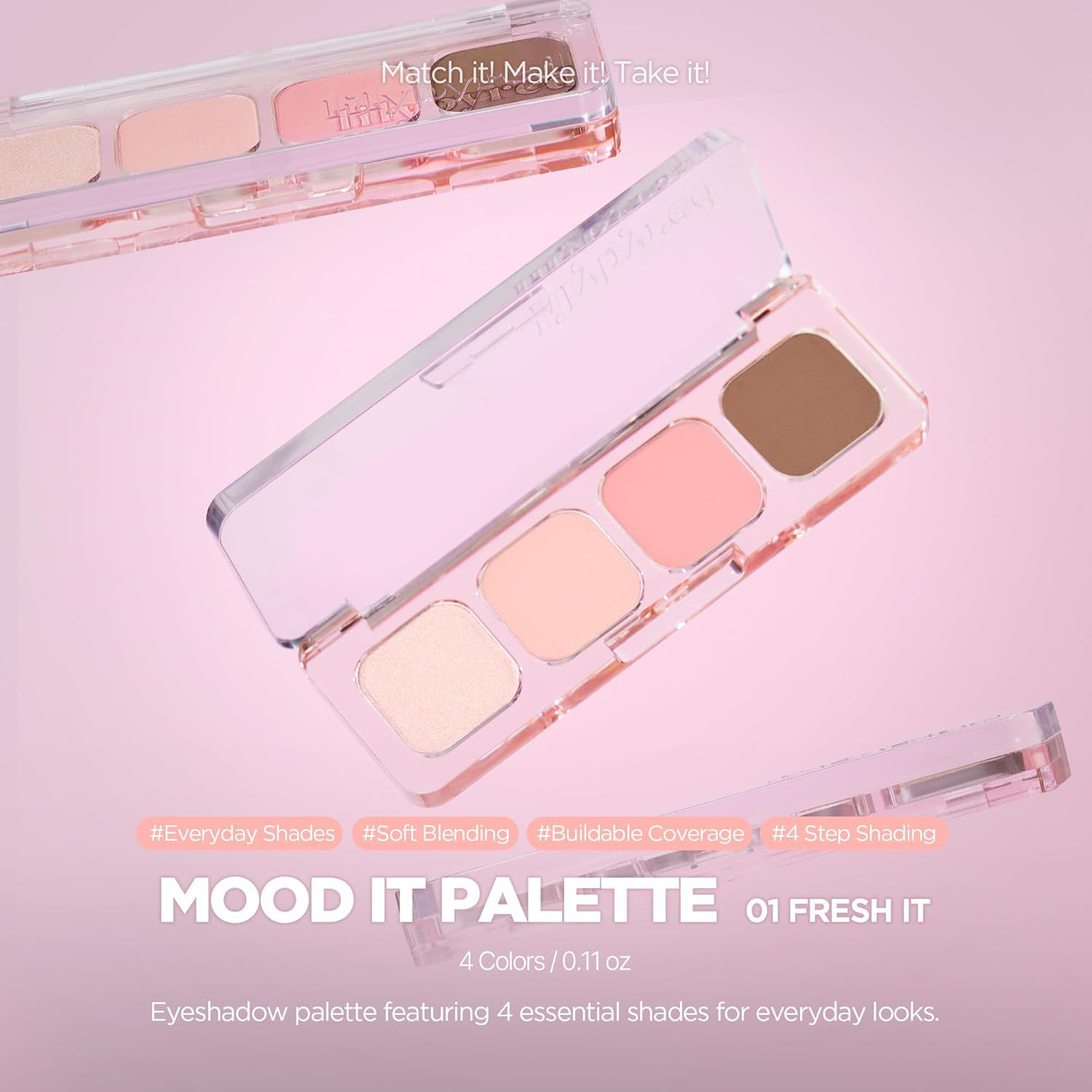 lilybyred Mood It Palette | 4-Shade Korean Eyeshadow Palette, Pre-Matched Personal Tone, Soft Blending, Buildable Coverage, Matte & Shimmer Finish, Daily Wear, Compact Size, 0.11 oz. (01 Fresh It) - Image 2