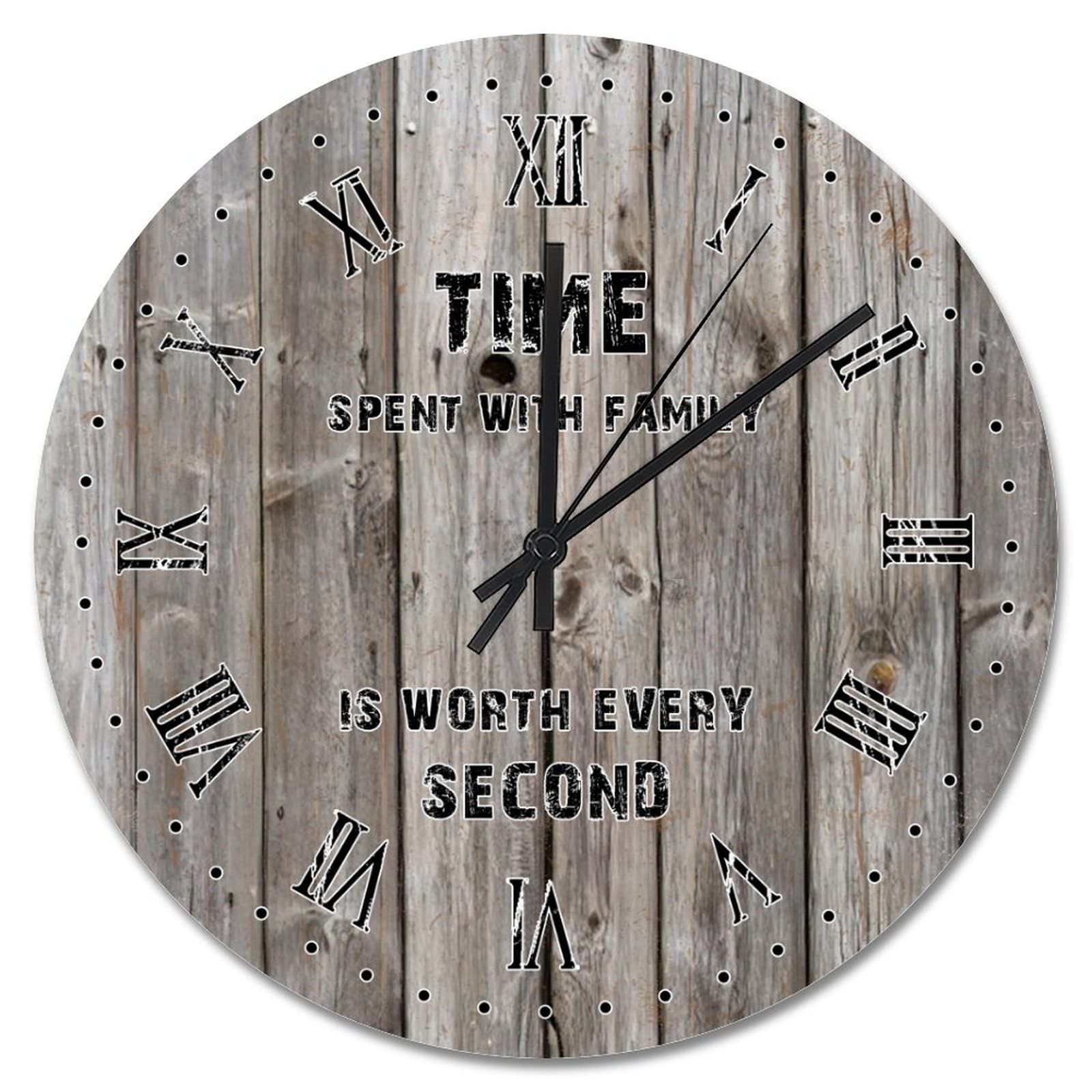 Horloge murale en bois 38,1 cm à piles pour salon et chambre à coucher
