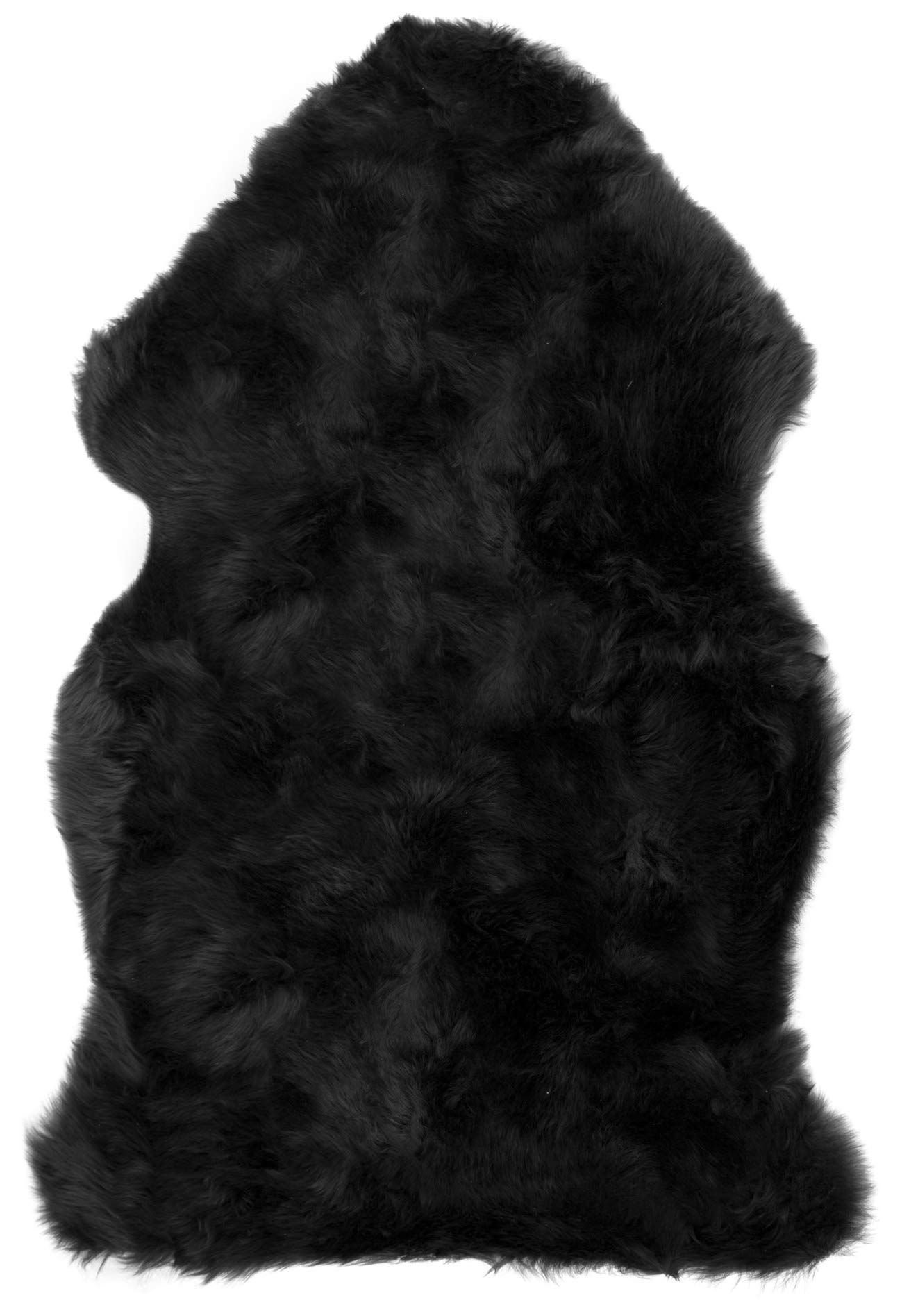 HUAHOO Genuine Sheepskin Rug Black Single Pelts Real Sheepskin Blanket Natural Fur (Single/2ft x 3ft, Black)