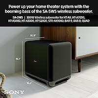 Vista 2 de Sony SA-SW5 Wireless Subwoofer for BRAVIA THEATER (BAR 9, BAR 8, QUAD), HT-A9/A7000/A5000/A3000/S2000 and STR-AN1000