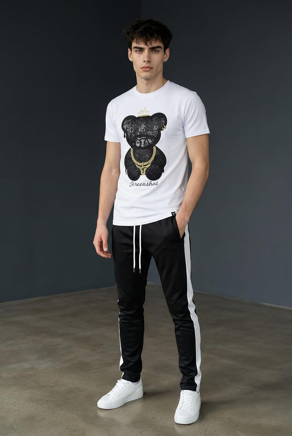 SCREENSHOT-2202-SS-2 Mens Stylish Double Layer Patch Embroidery High Density Gel Premium Quality Tee image 2