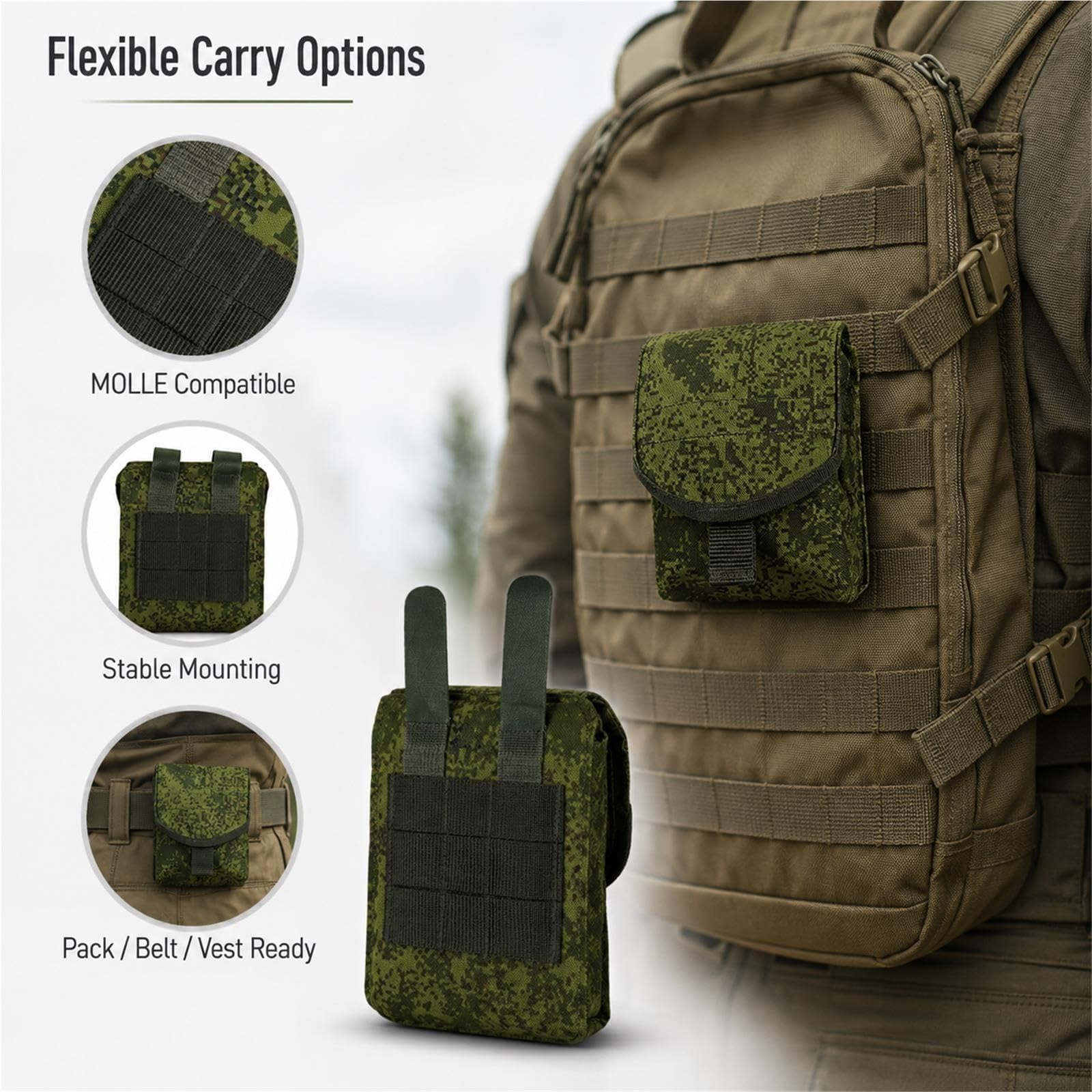 Tasca Utility MOLLE con Patta e Foro di Drenaggio for Attrezzatura Outdoor
