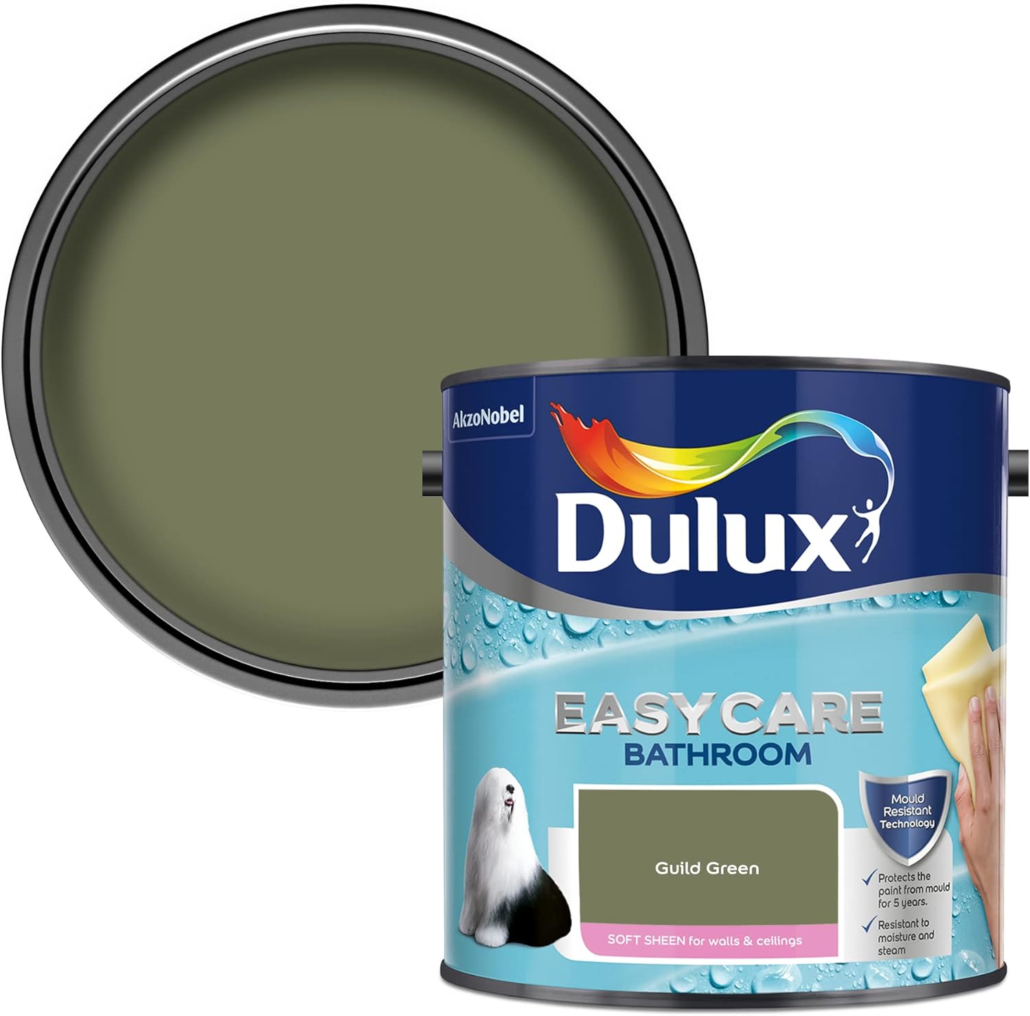Dulux Easycare bathroom Soft Sheen Paint - Guild Green - 2.5L