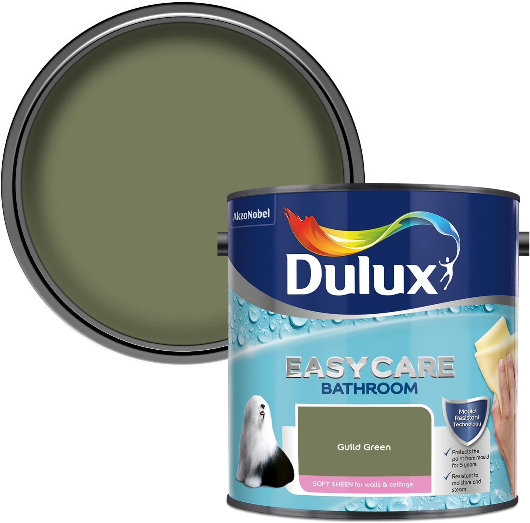 DuluxEasycare bathroom Soft Sheen Paint - Guild Green - 2.5L