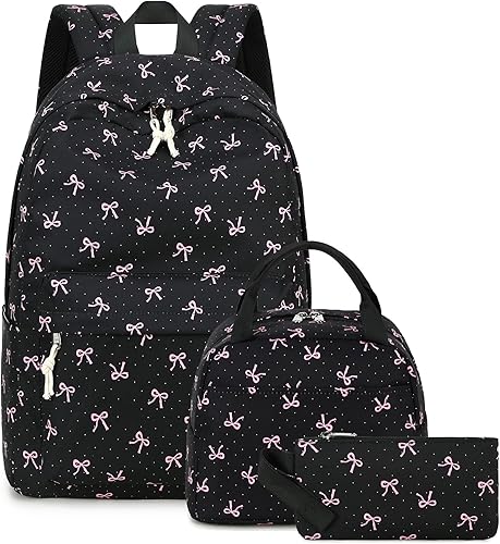Vista 26 de Bluboon Juego de mochila para adolescentes, mochila escolar para niñas, lonchera y lápices, bolsas para estudiantes, 3 en 1 Gris-3