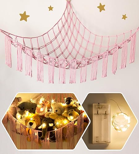 Stuffed Animal Hammock Corner Net with LED Light - Toy