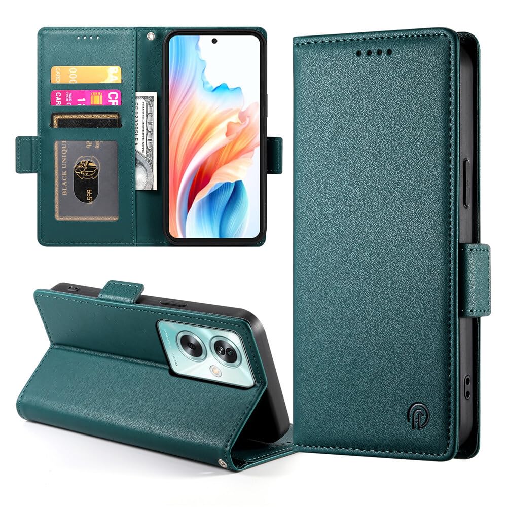 Étui Samsung Galaxy A22 5G vert foncé housse cuir de luxe à clapet - 5