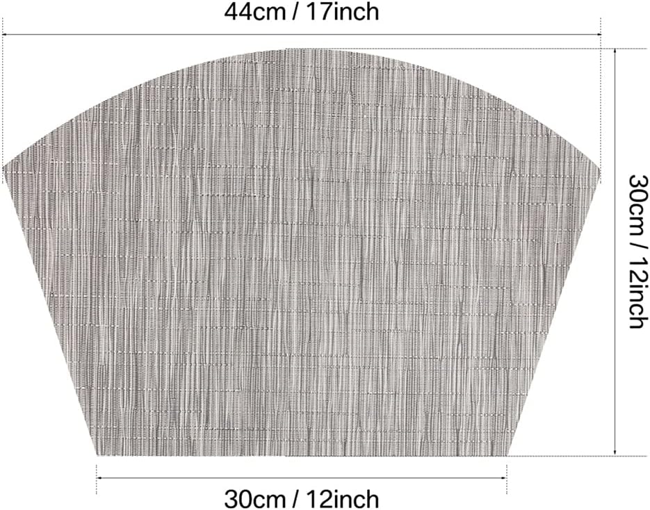 4/8Pcs Fan Shaped PVC Washable Placemats for Dining Table Mat Non-Slip Placemat Set in Kitchen Accessories (Color : Gray Size : 8Pcs) (Coffee 8Pcs)