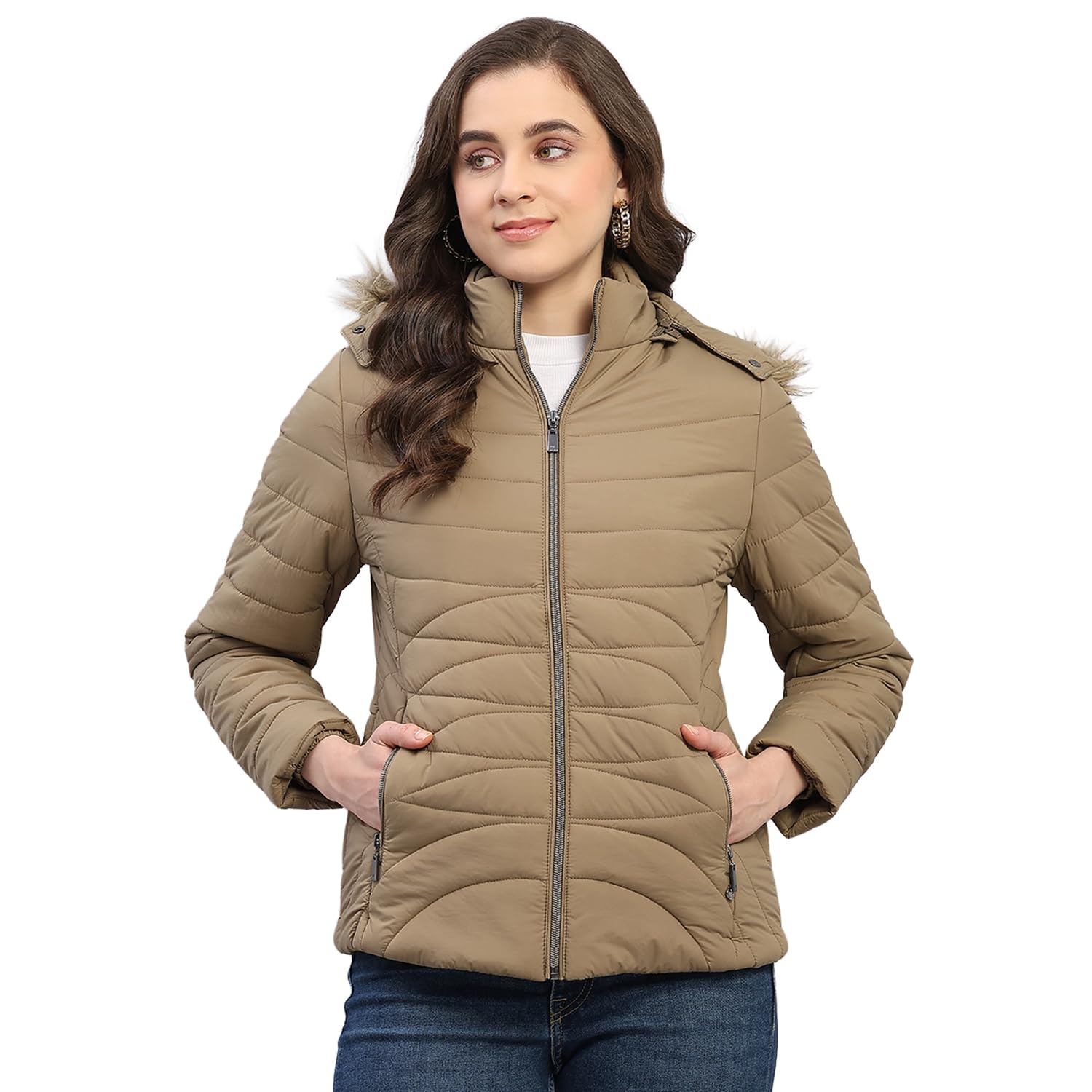 monte carlo Womens Regular Fit Solid Hooded Zipper Full Sleeve Winter Jacket Women Winter Jacket | Stylish Zipper Jacket | Casual Winter Wear For Women's (Pack Of 1)-picture-20