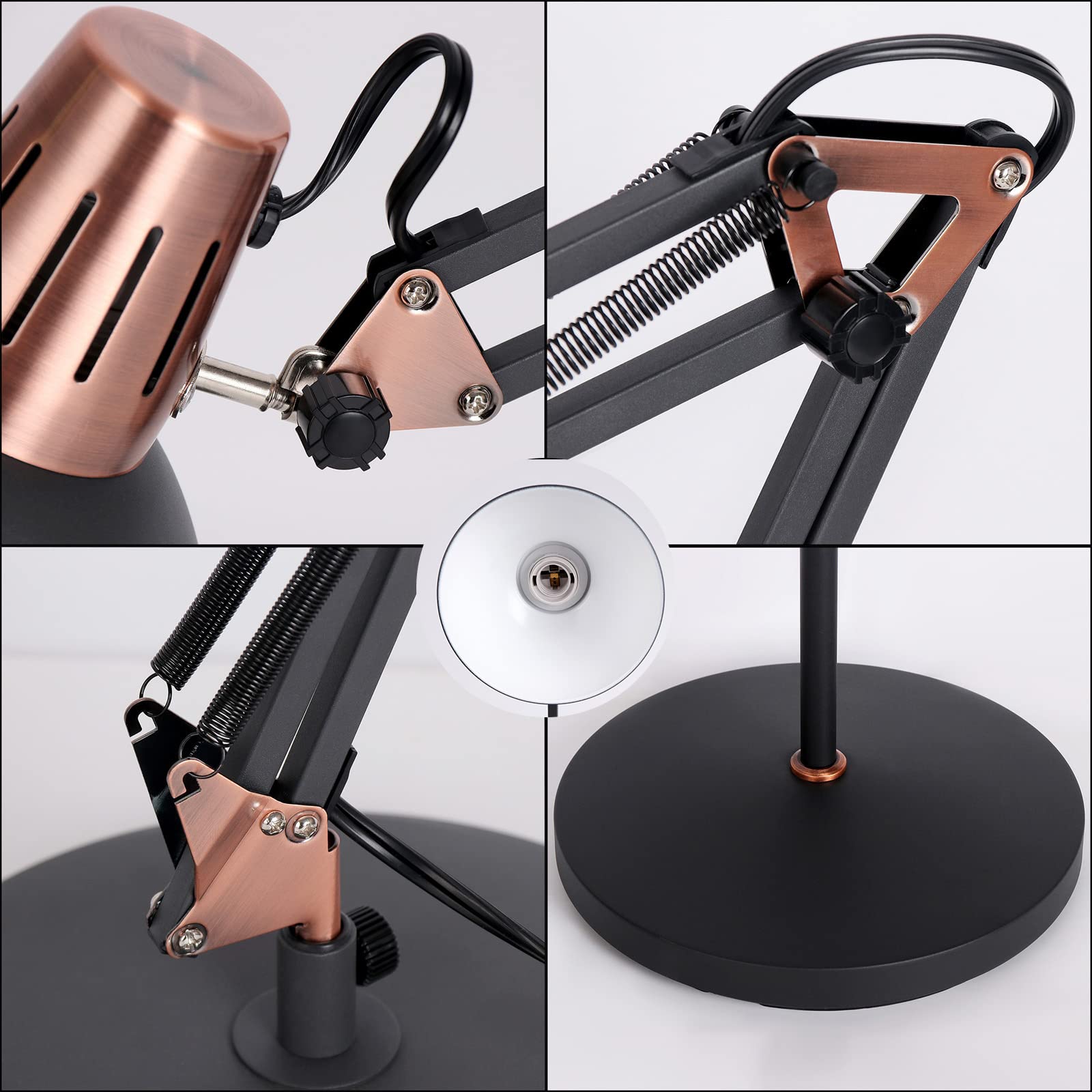FIRVRE czarna retro metalowa lampa podłogowa z ramieniem wahadłowym regulowana mechaniczna konstrukcja przemysłowa E27 wisząca lampa do czytania architekta lampa podłogowa z przełącznikiem do salonu sypialnia gabinet